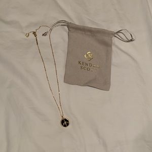 Kendra Scott Onxy and Gold Peace Necklace